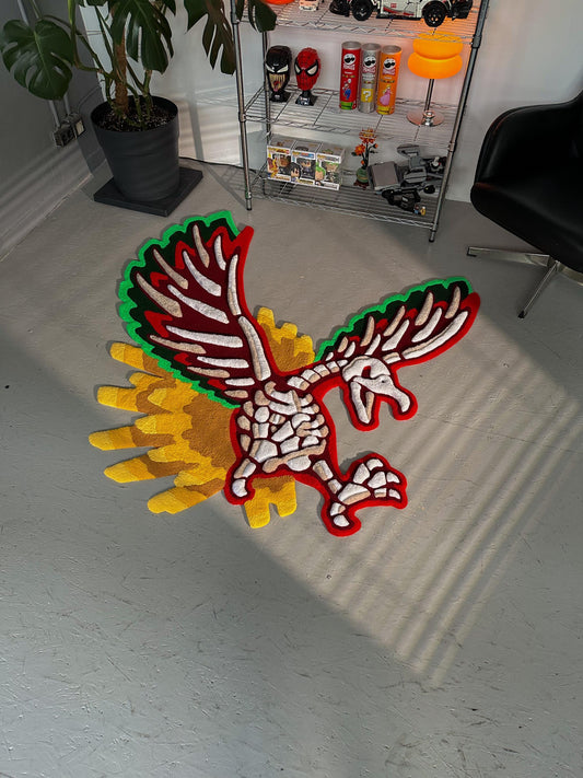 3D Skull Tufted Rug – Handmade Skeleton Rug Inspired by Pop Culture – Unique Home Decor & Gift for Gamers and Anime Fans