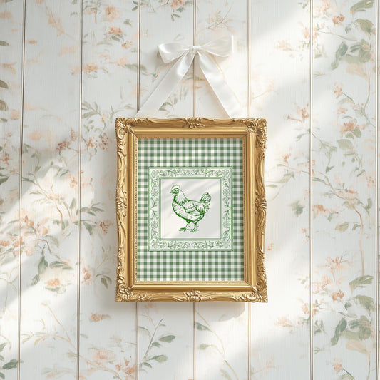 Vintage Chicken Print: Cottagecore Farmhouse Kitchen Art