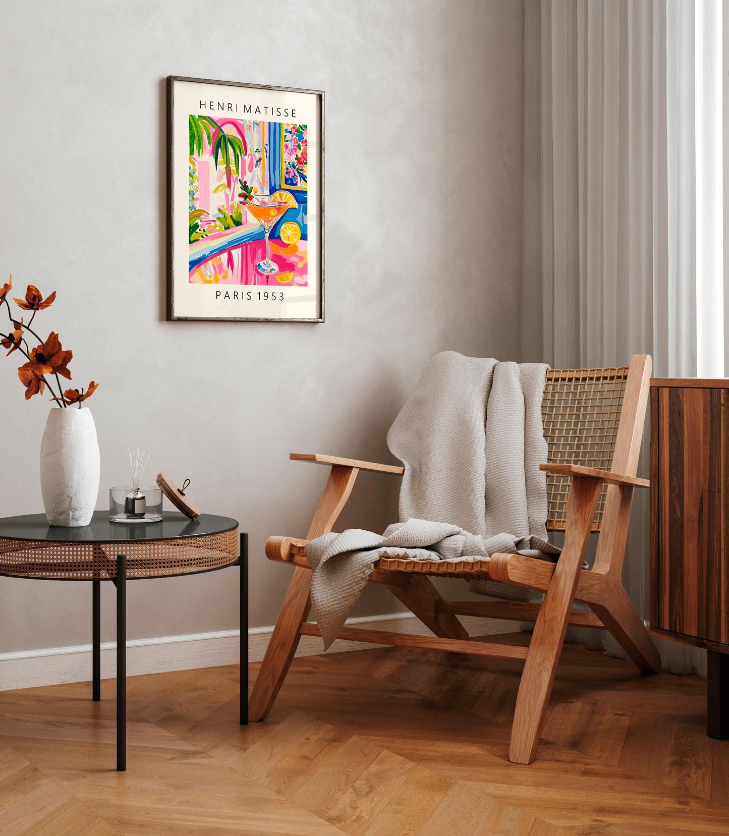 Aperol Spritz Matisse Style Print: Pink Dopamine Cocktail Wall Art