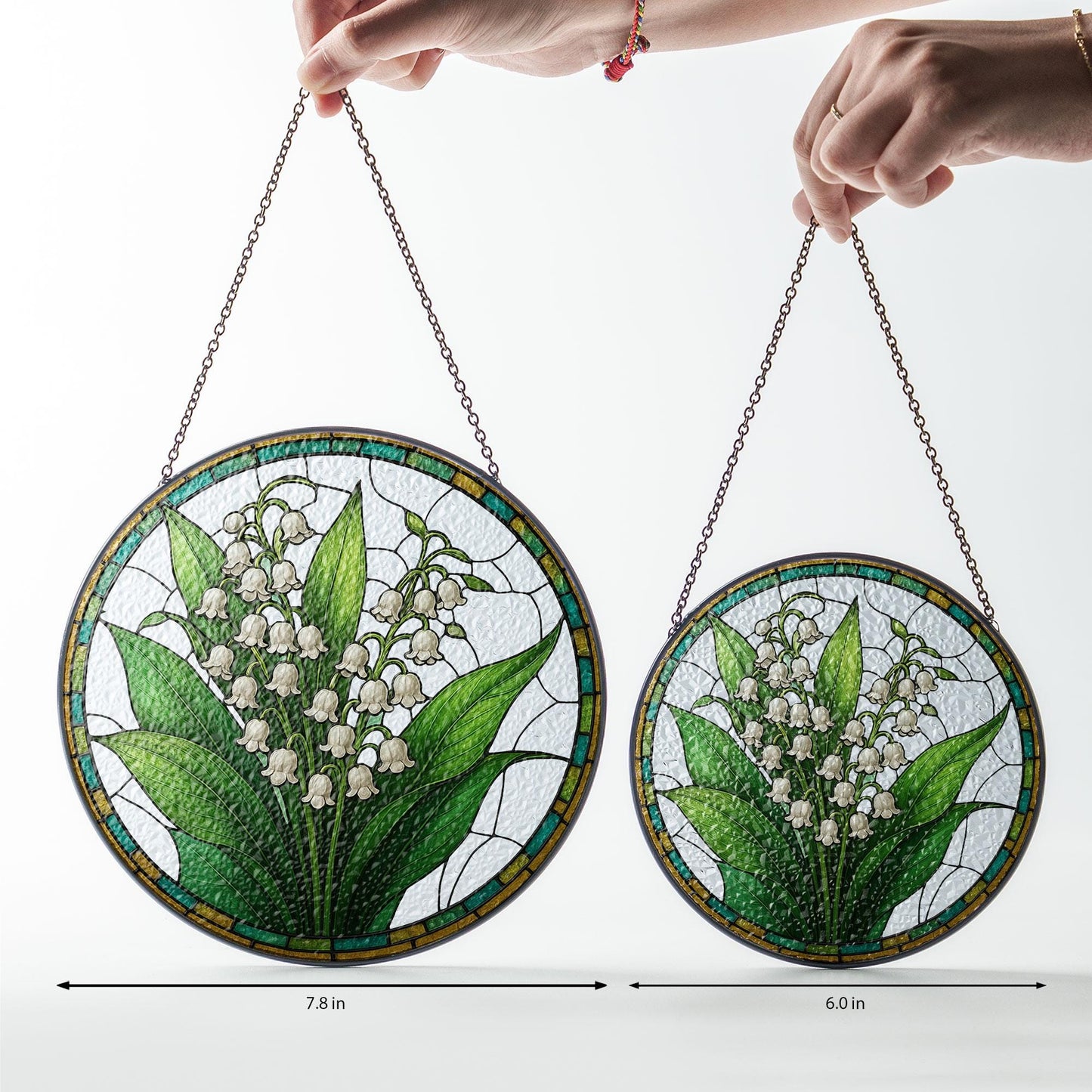 Lily of Valley Flower Glass Suncatcher, Suncatcher Hanging Decor, Lily of Valley Suncatcher, Gift for Mom, May Birth Month Flower Suncatcher