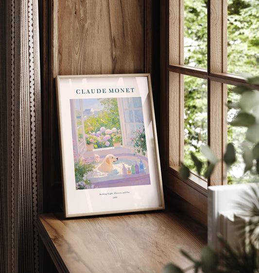 Monet Style Labrador Art Print: French Bathroom Decor