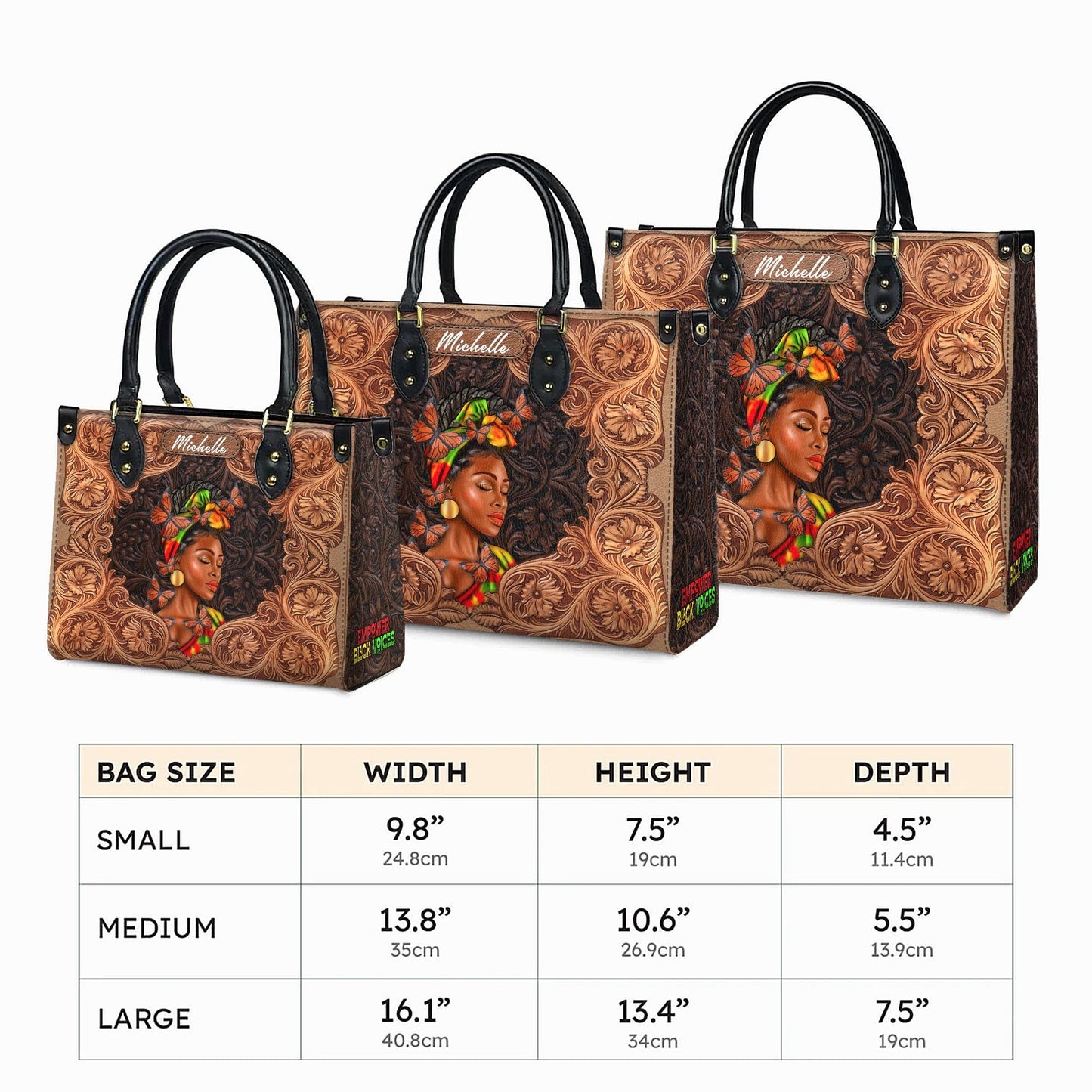 Personalized African American Faith Leather Handbag, Customizable Inspirational Handbag, Handbag for African American Women