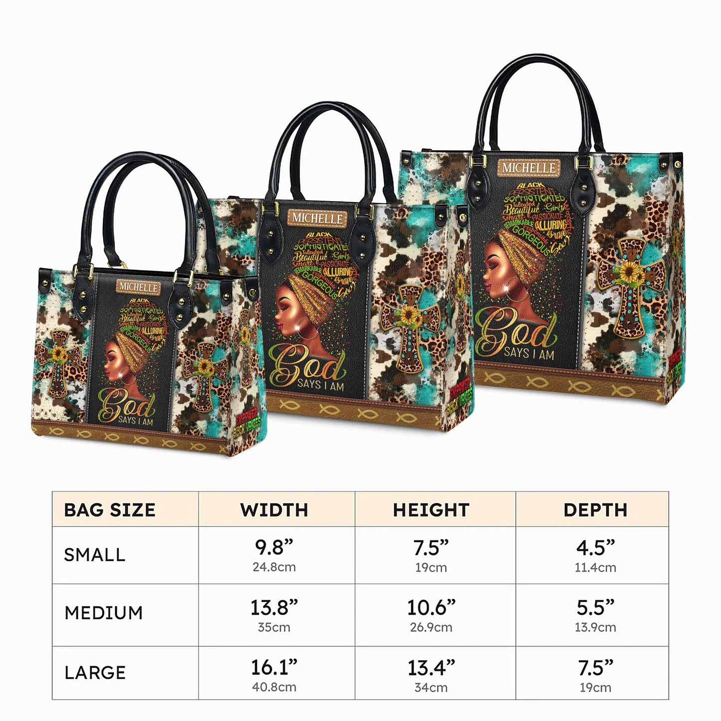 Custom African American Leather Handbag | Inspirational "I Am The Storm" Design | Personalized Empowerment Purse for Women