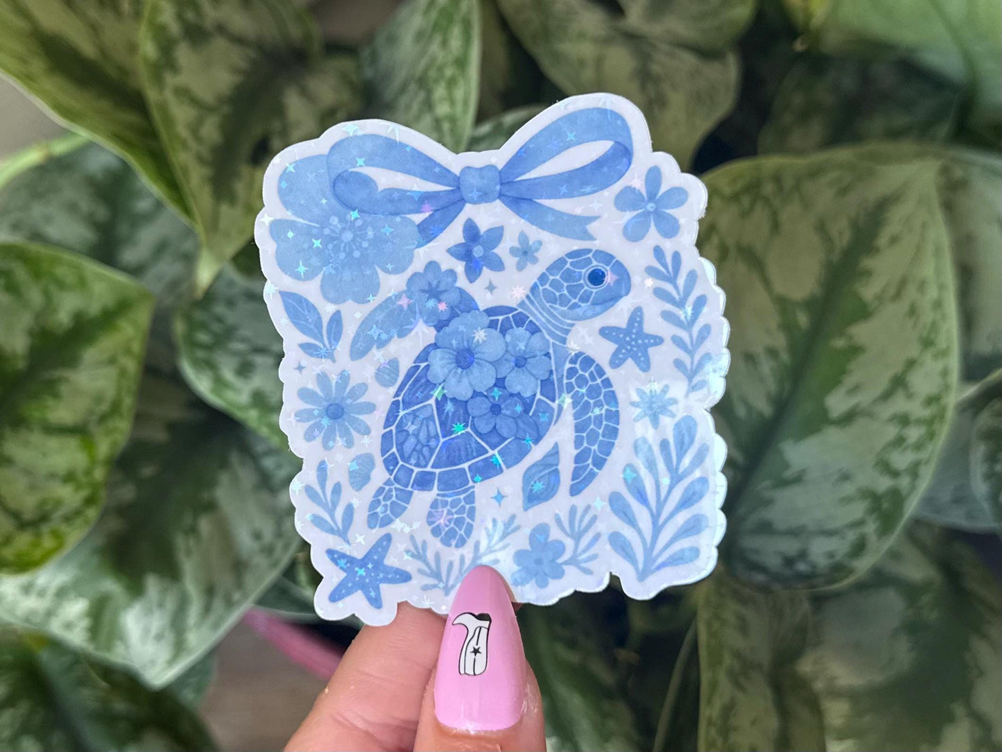 Sea Turtle Holographic Waterproof Sticker, Mental Health Stickers, Handdrawn Art, Bestfriend Gifts, Positivity, Summer, Ocean Child, Beach