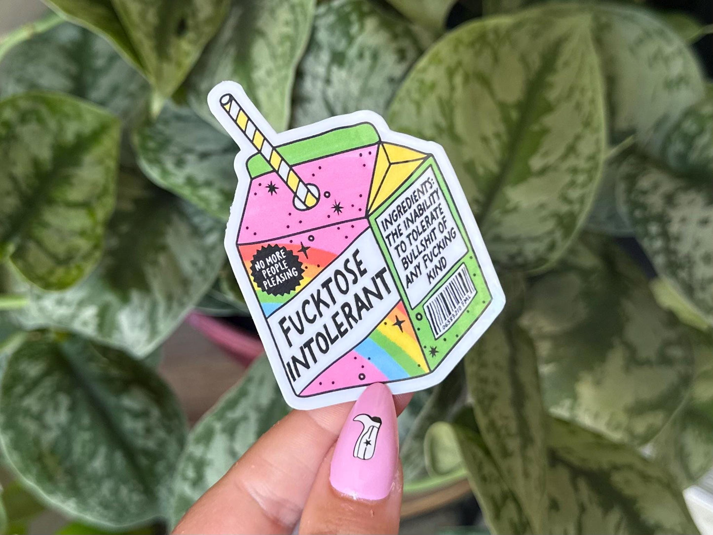 Fucktose Intolerant Waterproof Sticker, Mental Health Stickers, Handdrawn Art, Bestfriend Gifts, Positivity, Anxiety, Funny