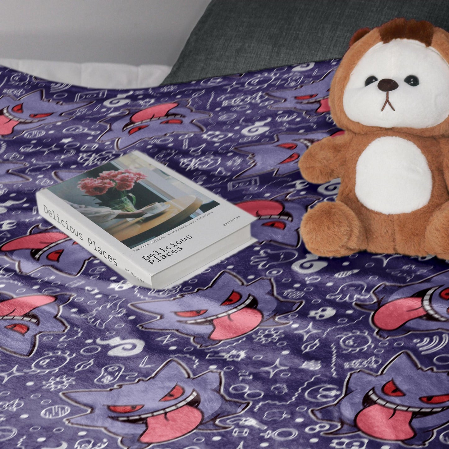 Gengar Fleece Blanket Home Decor Throw Blanket Bedroom Decor Baby Blanket Cute Ghost Gengar Blanket Gifts