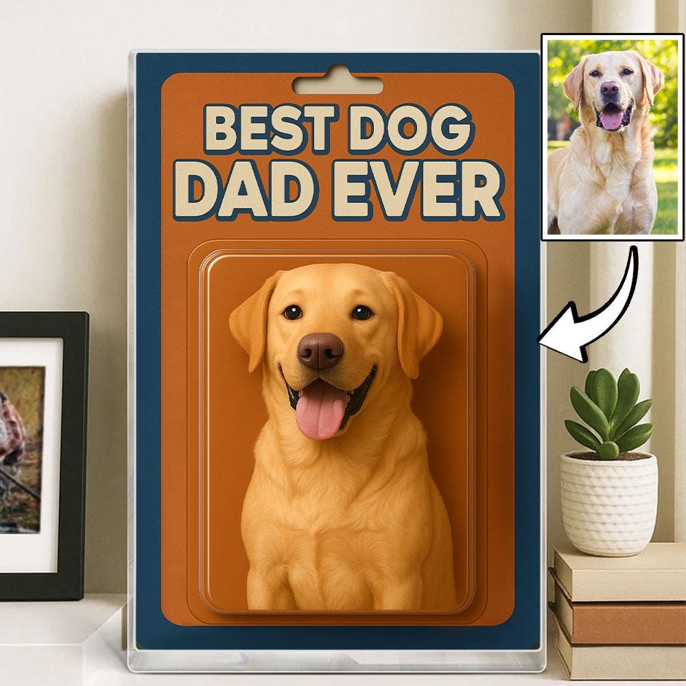 Personalized Father's Day Gift For Dog Dad, Custom Dog Photo Action Figure Acrylic Block, Dog Owners Gift, Dog Lovers Gift, Dog Dad Gift
