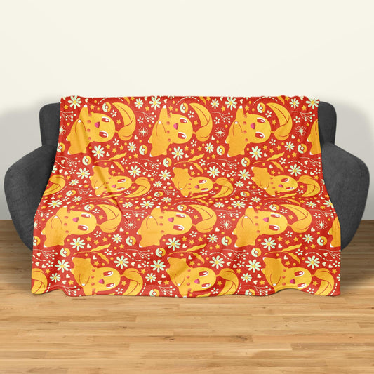 Chikorita Fleece Blanket Home Decor Throw Blanket Bedroom Decor Baby Blanket Cute Chikorita Blanket Gifts