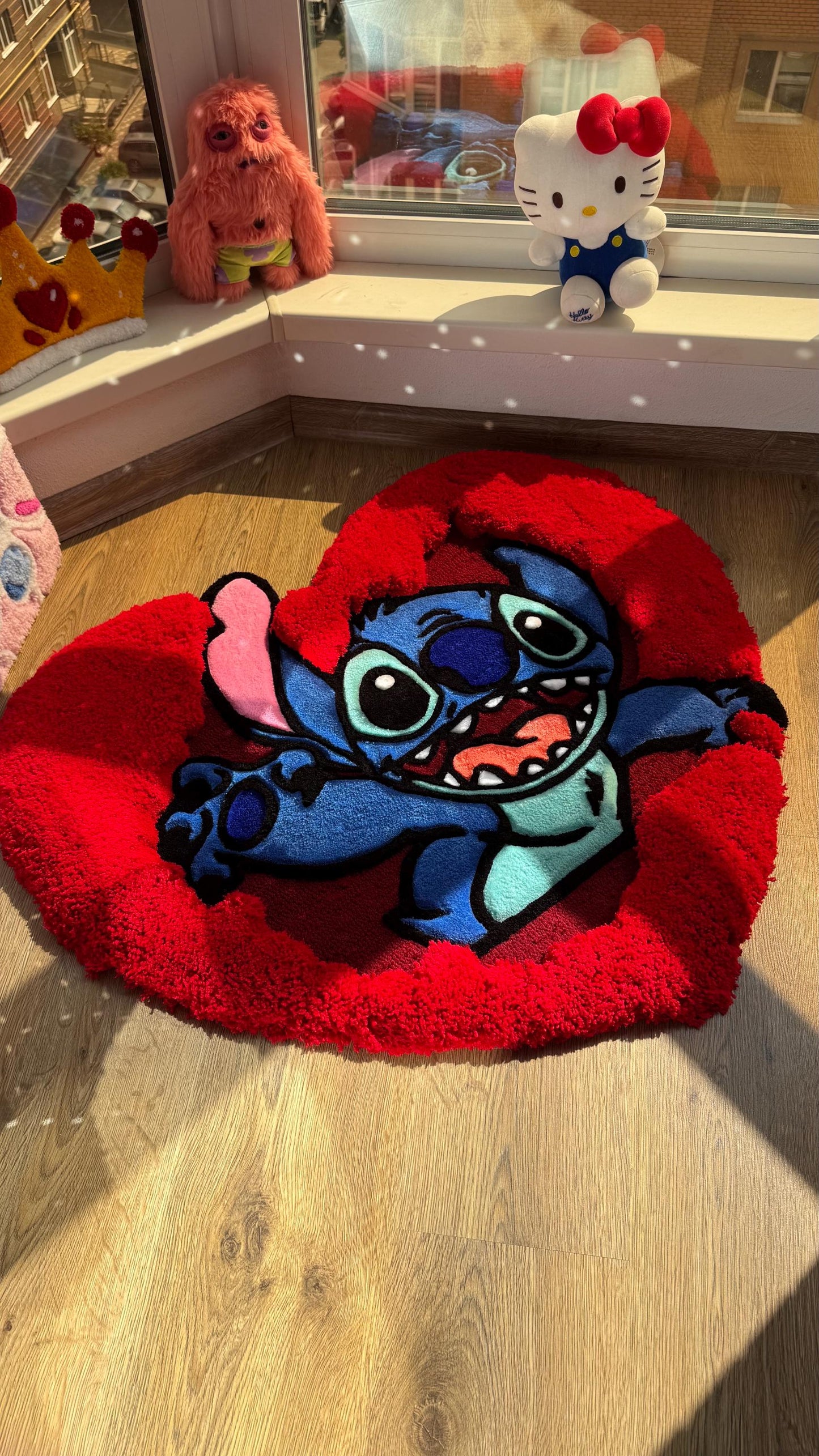 Puffy Heart Tufted Rug – Custom Handmade Cartoon Carpet, Love Cute Decor, Puffy Soft Rug for Anime Room Aesthetic or Gift | 2.7ft