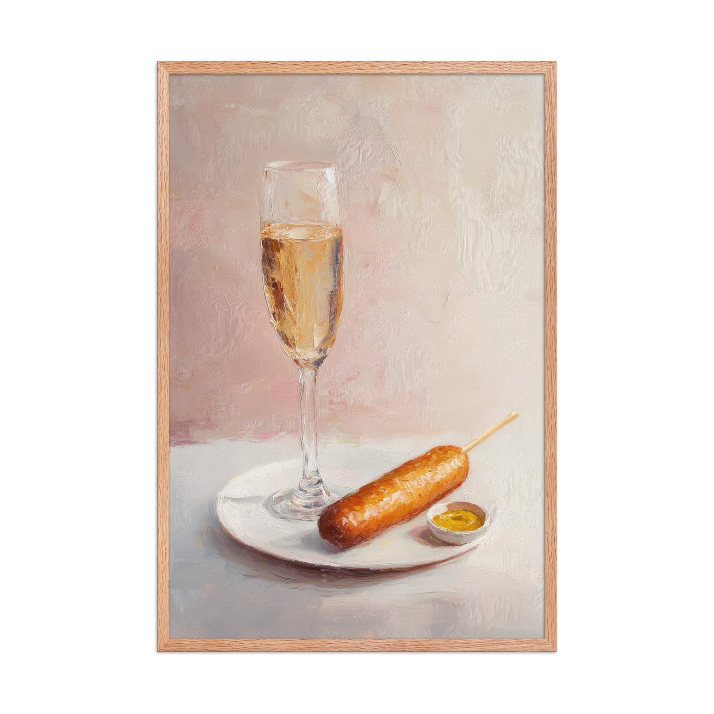 Corndog and Champagne Art Print: Quirky Bar Cart Decor