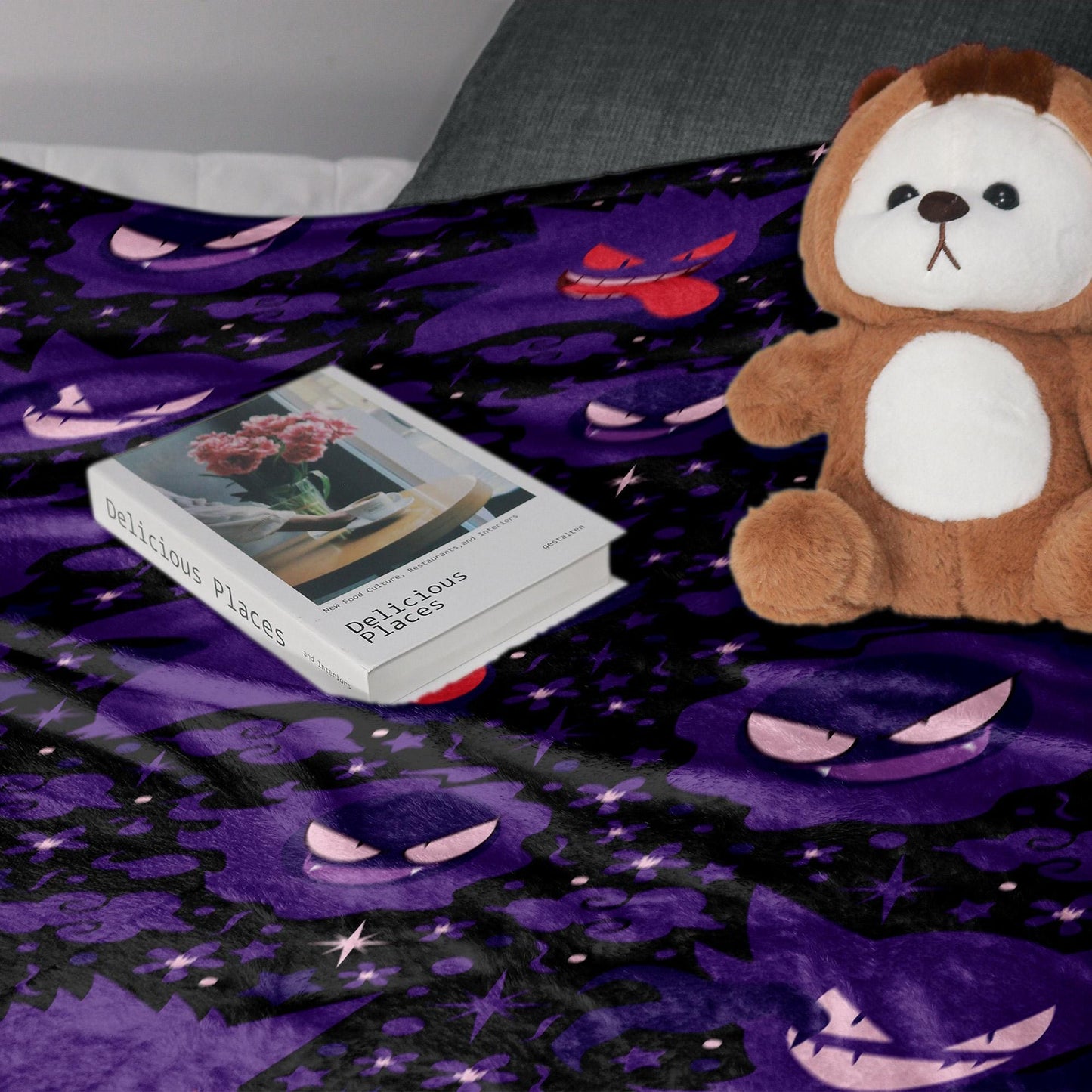 Gengar Fleece Blanket Home Decor Throw Blanket Bedroom Decor Baby Blanket Cute Ghost Cotton Blanket Gengar Blanket Gifts