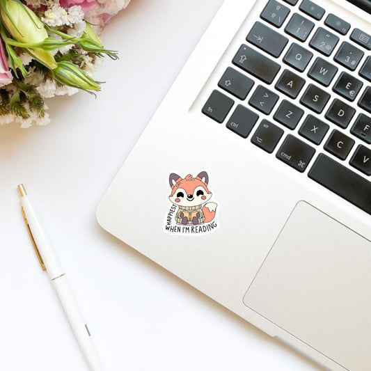 Happiest When I’m Reading Cute Fox Vinyl Sticker | Trendy Sticker | Kindle Stickers | Book Club | Bookish Stickers
