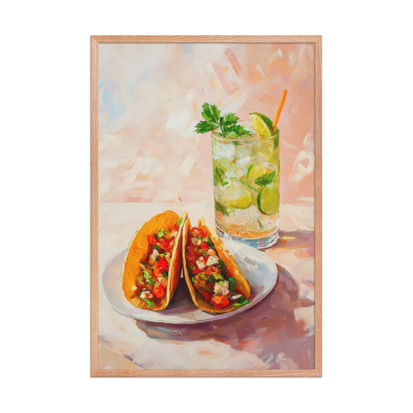 Fish Tacos and Mojito Art Print: Retro Bar Cart Decor