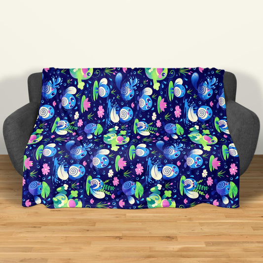 Poliwag Fleece Blanket Home Decor Throw Blanket Bedroom Decor Baby Blanket Cute Politoed Blanket Poliwag Blanket Gifts