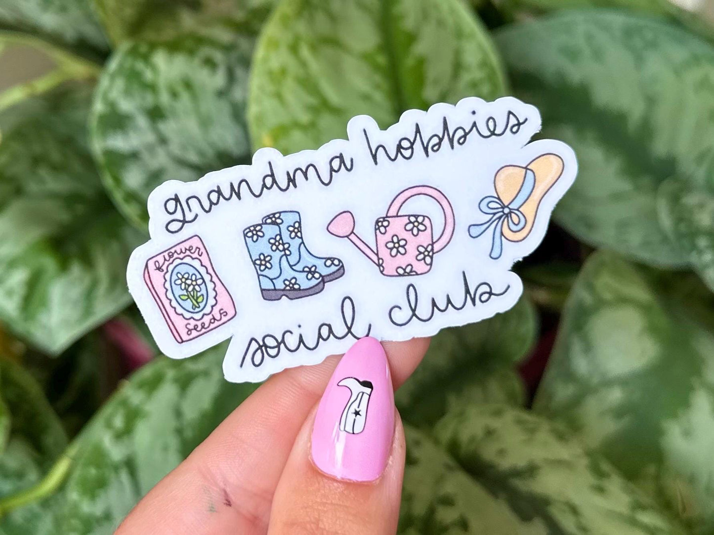 Grandma Hobbies Social Club Waterproof Sticker, Mental Health Stickers, Handdrawn Art, Bestfriend Gifts, Positivity, Anxiety
