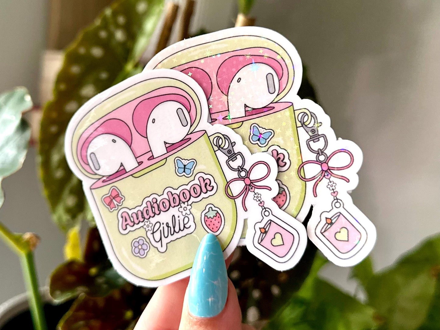 Audiobook Girlie Waterproof Sticker, Mental Health Stickers, Handdrawn Art, Bestfriend Gifts, Positivity