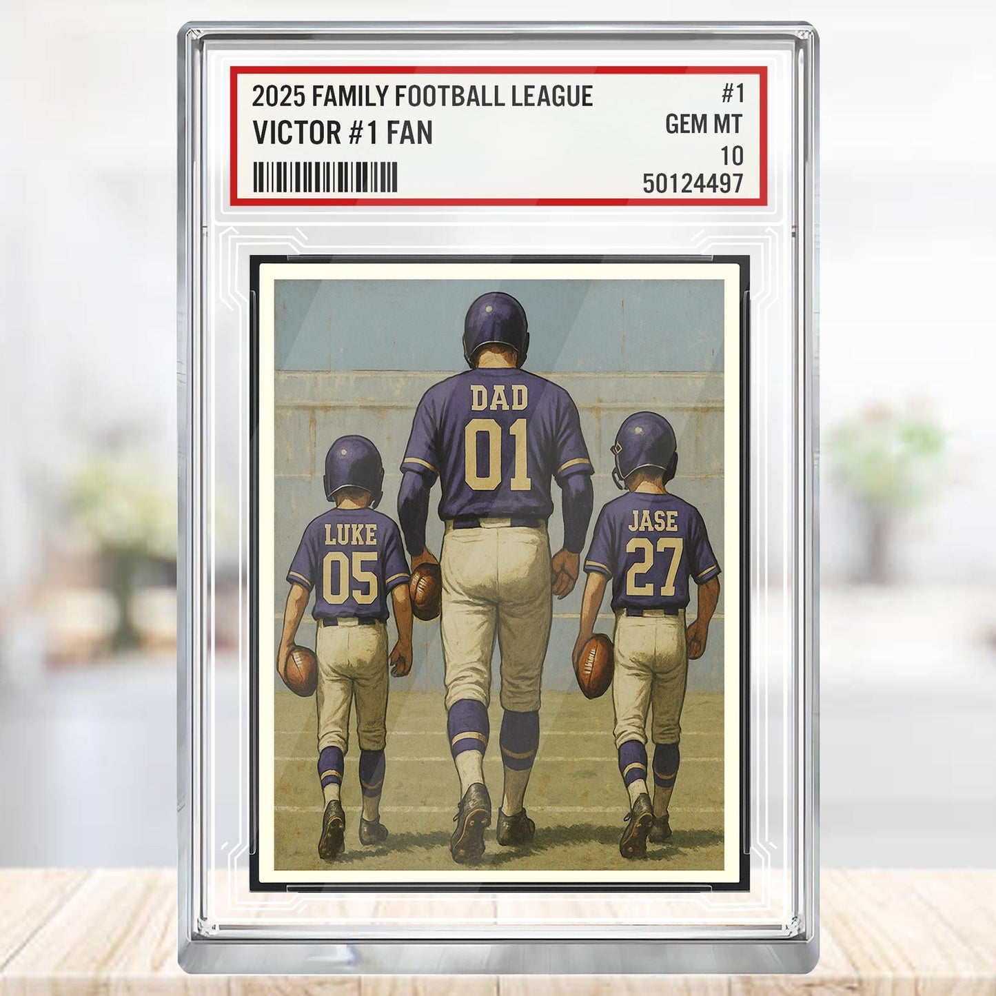 Custom Baltimore Football Acrylic Block Gift for Daddy, Personalized Sports Trading Card with Kids' Names, Dad Sports, Baltimore Team Plaque