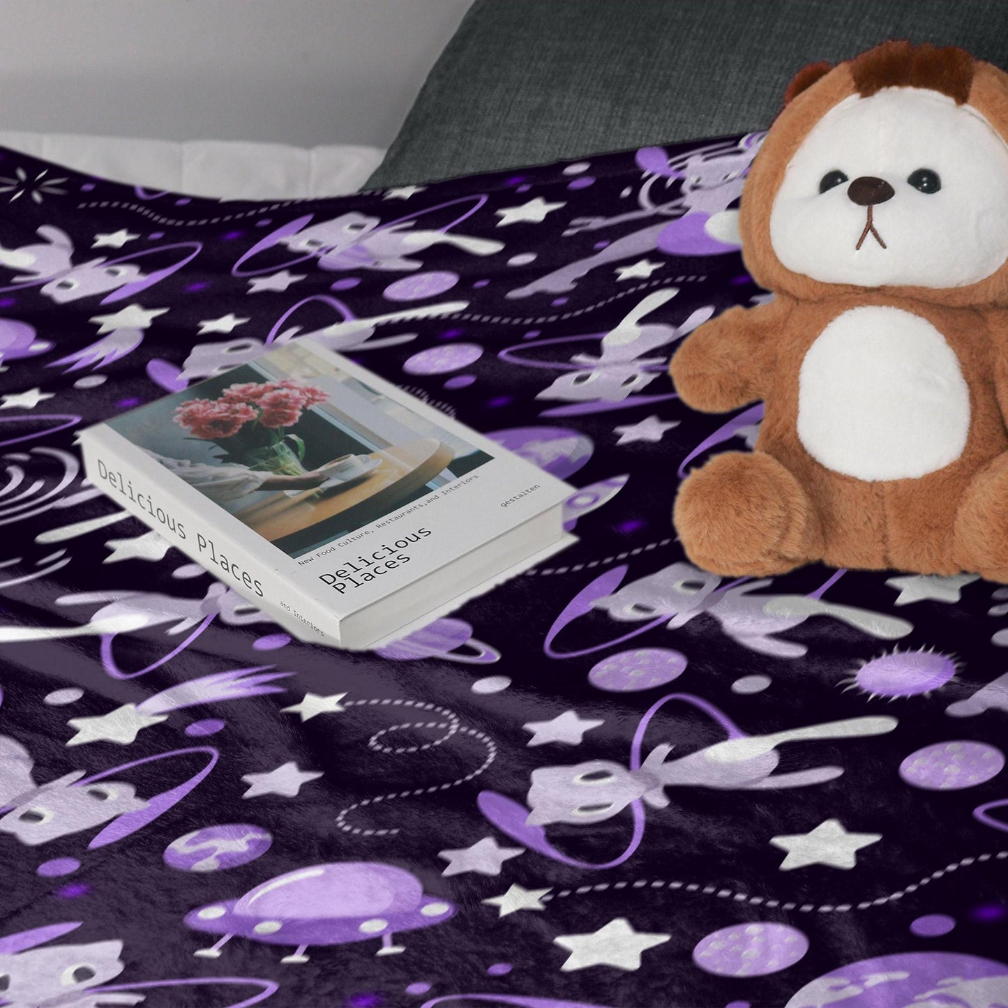 Mewtwo and Mew Galaxy Blanket, Soft Cotton Fleece Throw, Cute Mewtwo Fleece Blanket Gift