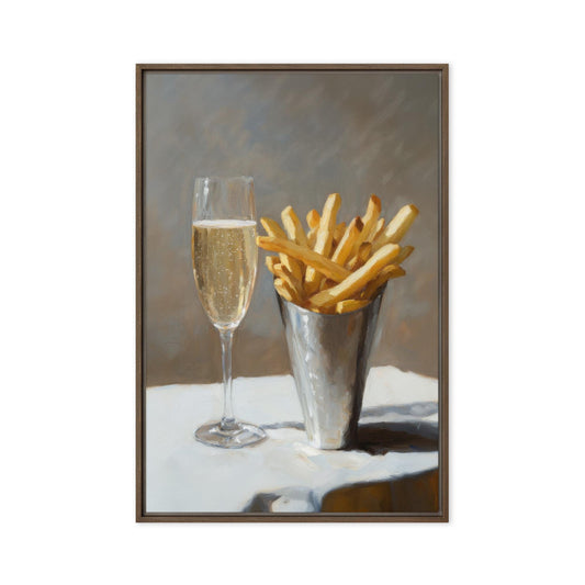 Pomme Frites and Champagne Bar Cart Art Print | Cute Quirky Whimsical | Cocktail Art Bar Cart Decor | French Fries | Trendy Home Wall Art