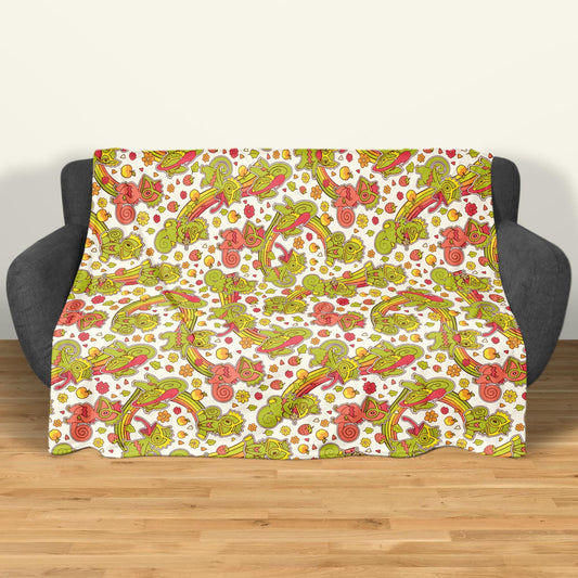 Kecleon Fleece Blanket, Soft Chameleon Character Throw, Home Decor Blanket, Kecleon Blanket Gifts