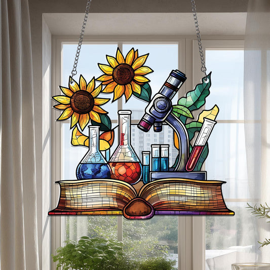 Science Classroom Acrylic Window Hanging, Chemistry Teacher Decor, Lab Glassware Art, Back to School STEM Gift for Teachers