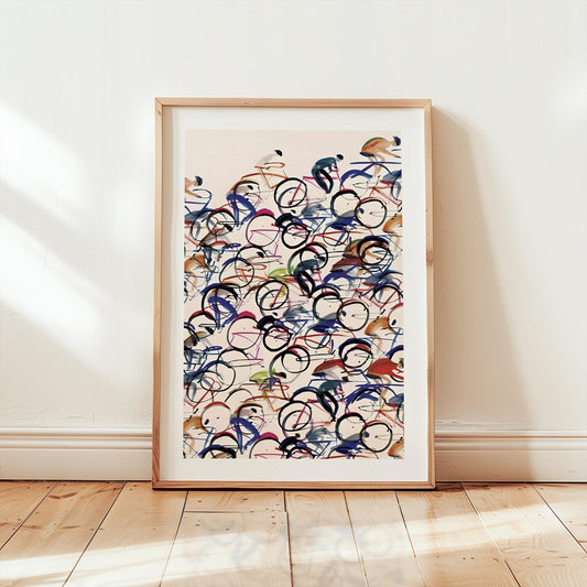 Abstract Bicycle Watercolor Painting: Vintage Cycling Art Poster