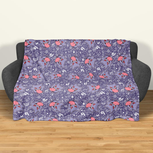 Gengar Fleece Blanket Home Decor Throw Blanket Bedroom Decor Baby Blanket Cute Ghost Gengar Blanket Gifts