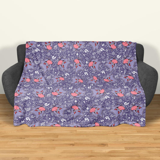 Gengar Fleece Blanket Home Decor Throw Blanket Bedroom Decor Baby Blanket Cute Ghost Gengar Blanket Gifts
