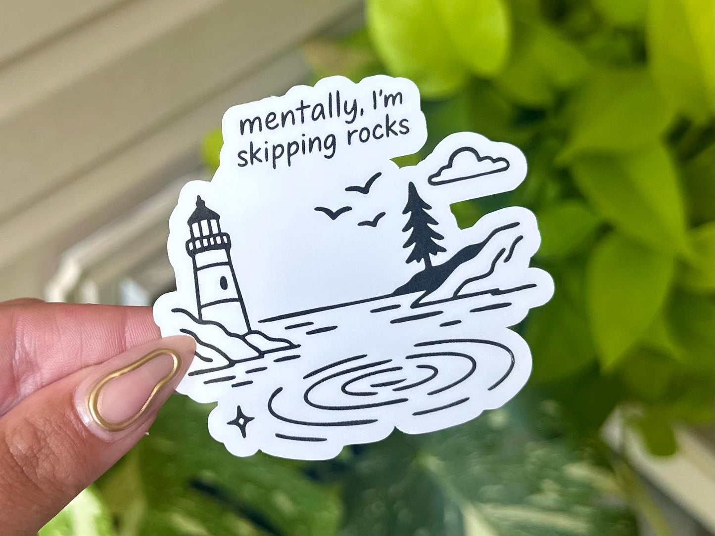 Mentally Im Skipping Rocks Waterproof Sticker, Mental Health Stickers, Handdrawn Art, Bestfriend Gifts, Positivity, Anxiety