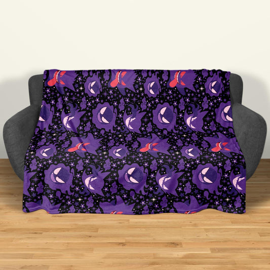 Gengar Fleece Blanket Home Decor Throw Blanket Bedroom Decor Baby Blanket Cute Ghost Cotton Blanket Gengar Blanket Gifts