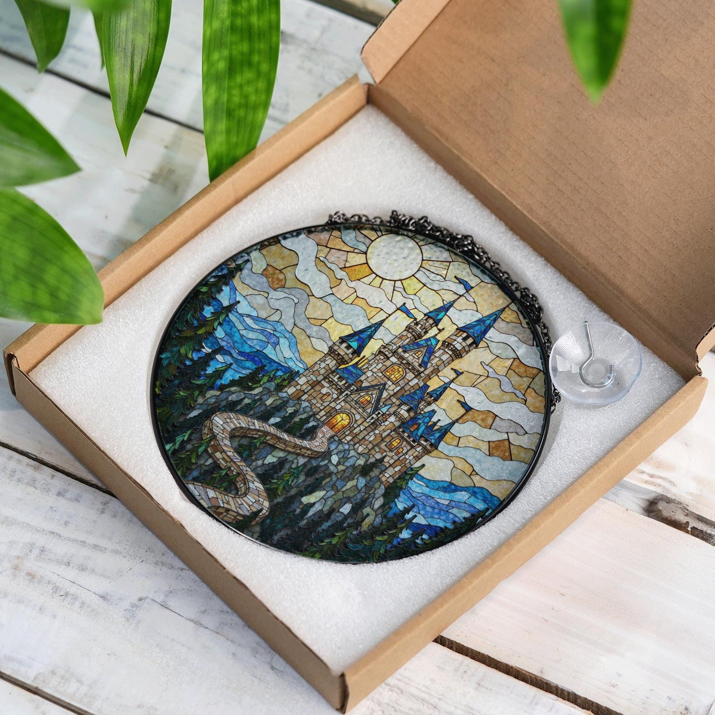 Enchanted Castle Mountain View Fantasy Suncatcher Gift for Dreamer