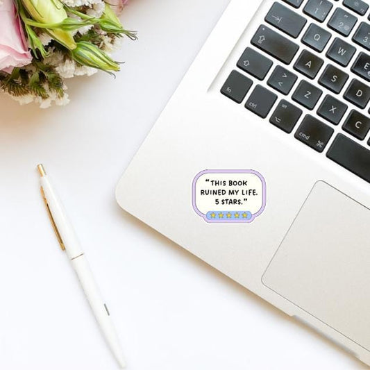 This Book Ruined My Life - Five Stars Vinyl Sticker | Kindle Stickers | Bookish Stickers | Bookish Sticker | Sticker Quote