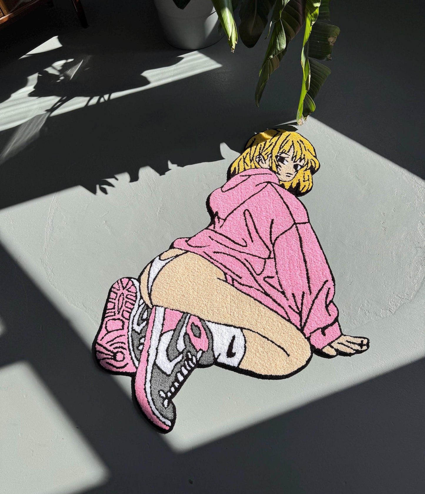 Handmade Tufted Anime Girl Rug: Gift for Anime Lovers