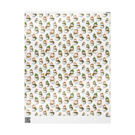 Snowman Christmas Wrapping Paper - Holiday Gift Wrap, Festive Present Paper, Cute Xmas Wrapping Sheets, Seasonal Gift Packaging, Christmas