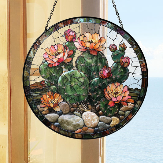 Cactus Stained Glass Suncatcher, Cactus Lovers, Plant Mom Gifts, Cactus Plant, Tropical Home Decoration, Southwestern Decor, Cactus Accent