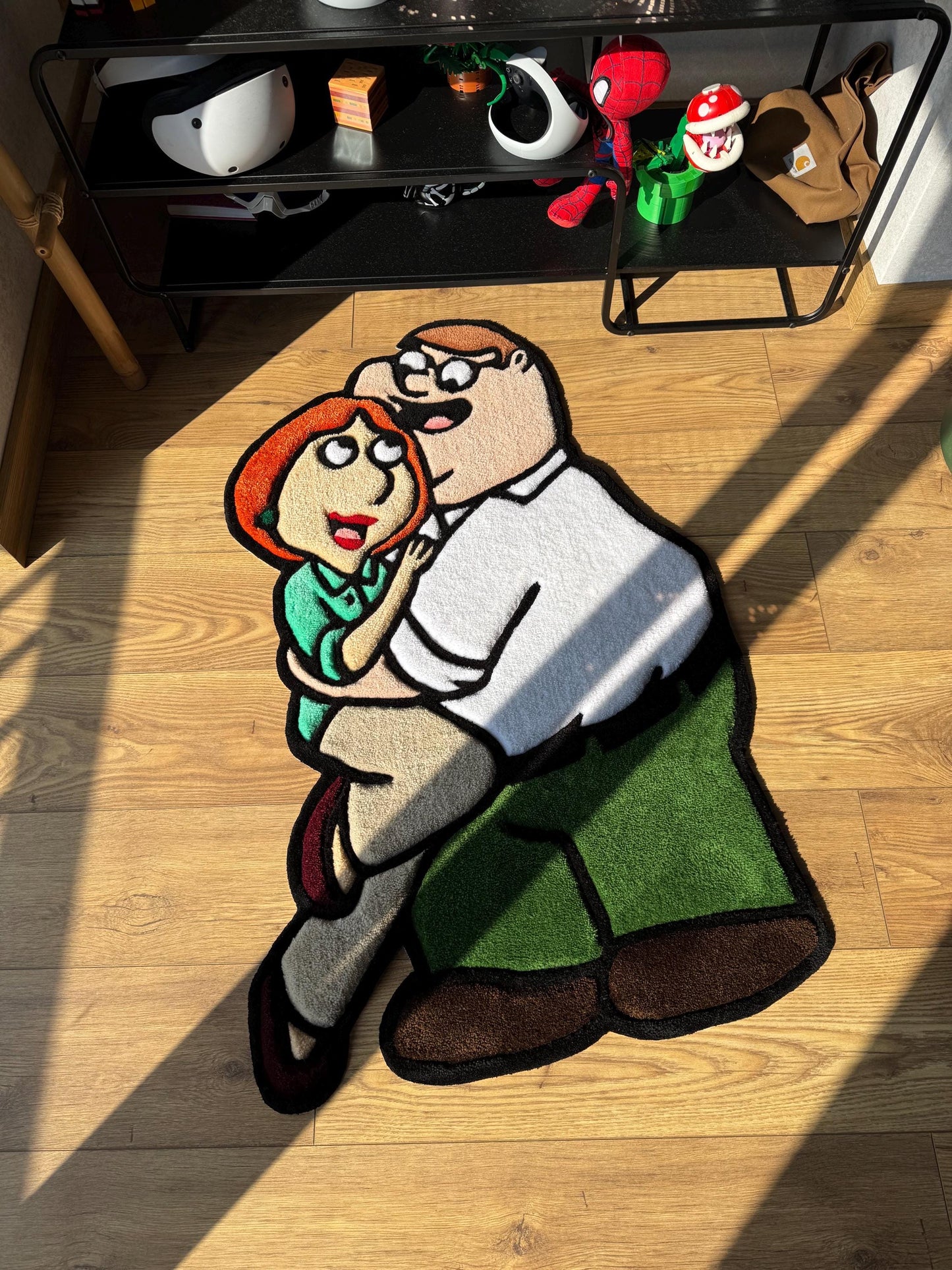 Peter and Lois griffin rug, family guy custom rug tufting, handmade wool carpet, fluffy rug, custom tufted rug, fiber art