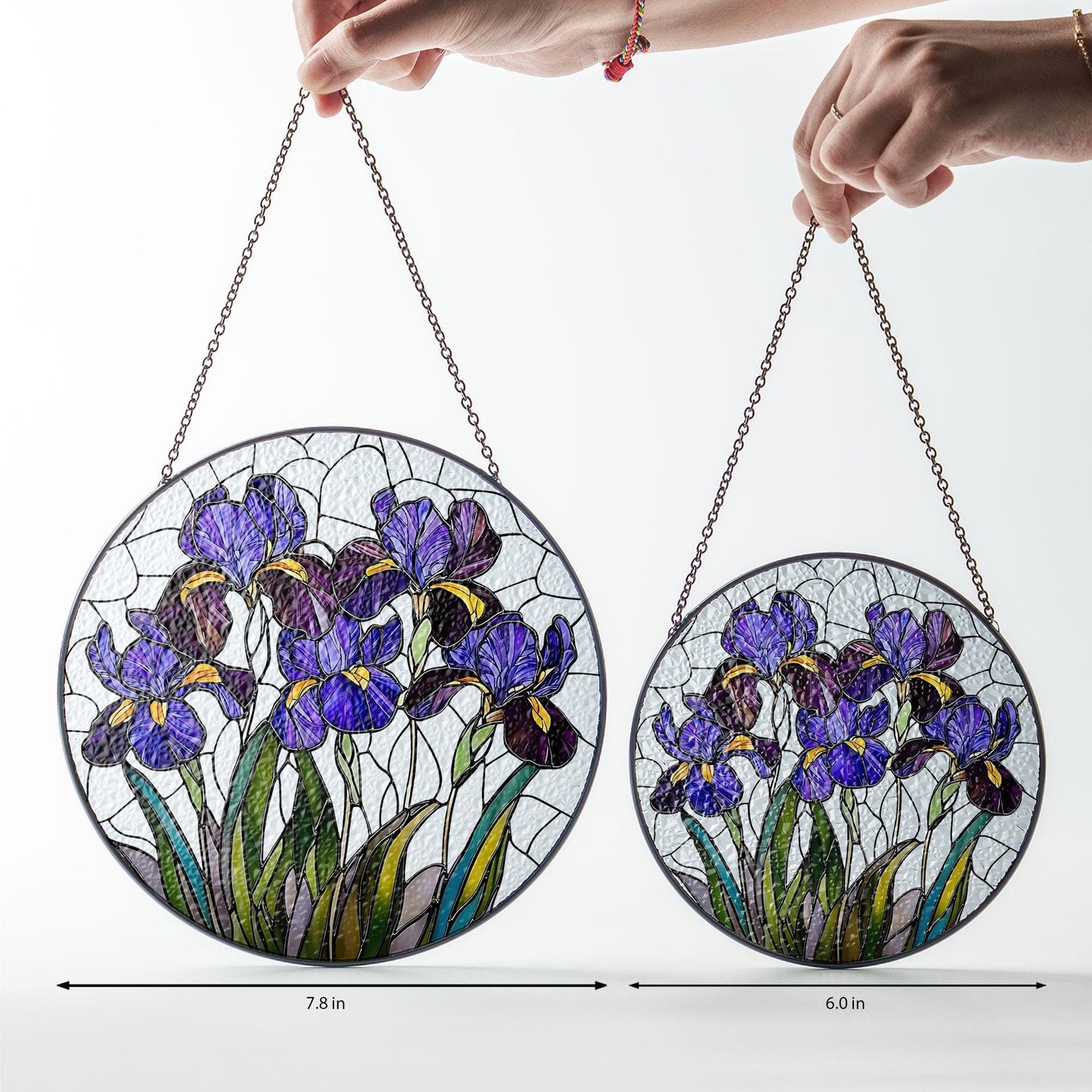 Purple Iris Glass Decor, Iris Flower Suncatcher, Iris Flower Gift, Elegant Stained Glass Window Hanging, Sunlight Catcher for Home Decor