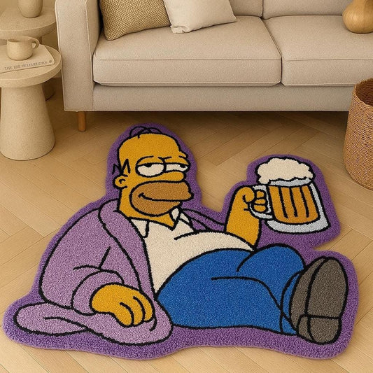 Handmade Homer Simpson Rug: Tufted Cotton Pop Culture Decor