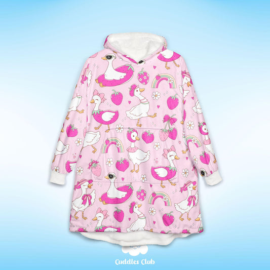 Strawberry Coquette Silly Goose Hooded Blanket