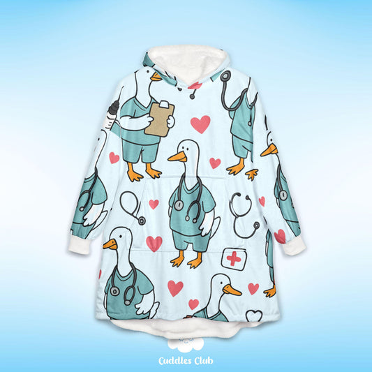 Pastel Nurse Goose Hooded Blanket - Soft Sweatshirt