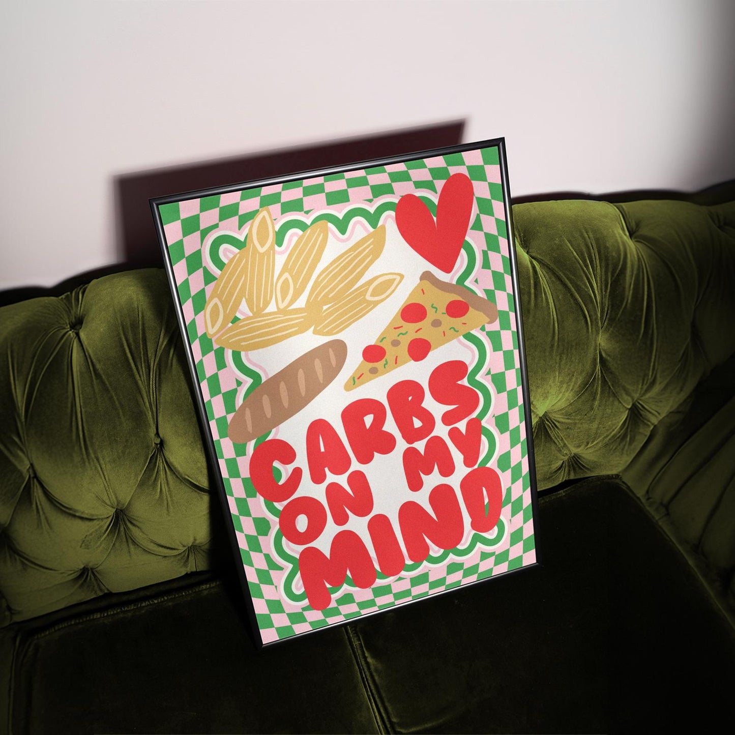 Carbs On My Mind Kitchen Print: Retro Foodie Wall Art