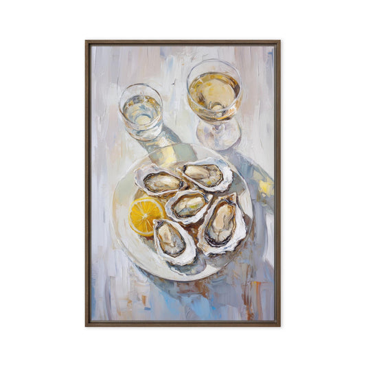 Oysters with Lemon and White Wine Bar Cart Art Print | Cute Quirky Whimsical | Cocktail Art Bar Cart Decor | Trendy Home Wall Art Gift