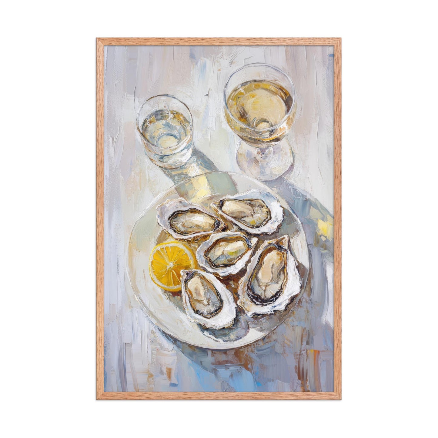Oysters with Lemon and White Wine Bar Cart Art Print | Cute Quirky Whimsical | Cocktail Art Bar Cart Decor | Trendy Home Wall Art Gift