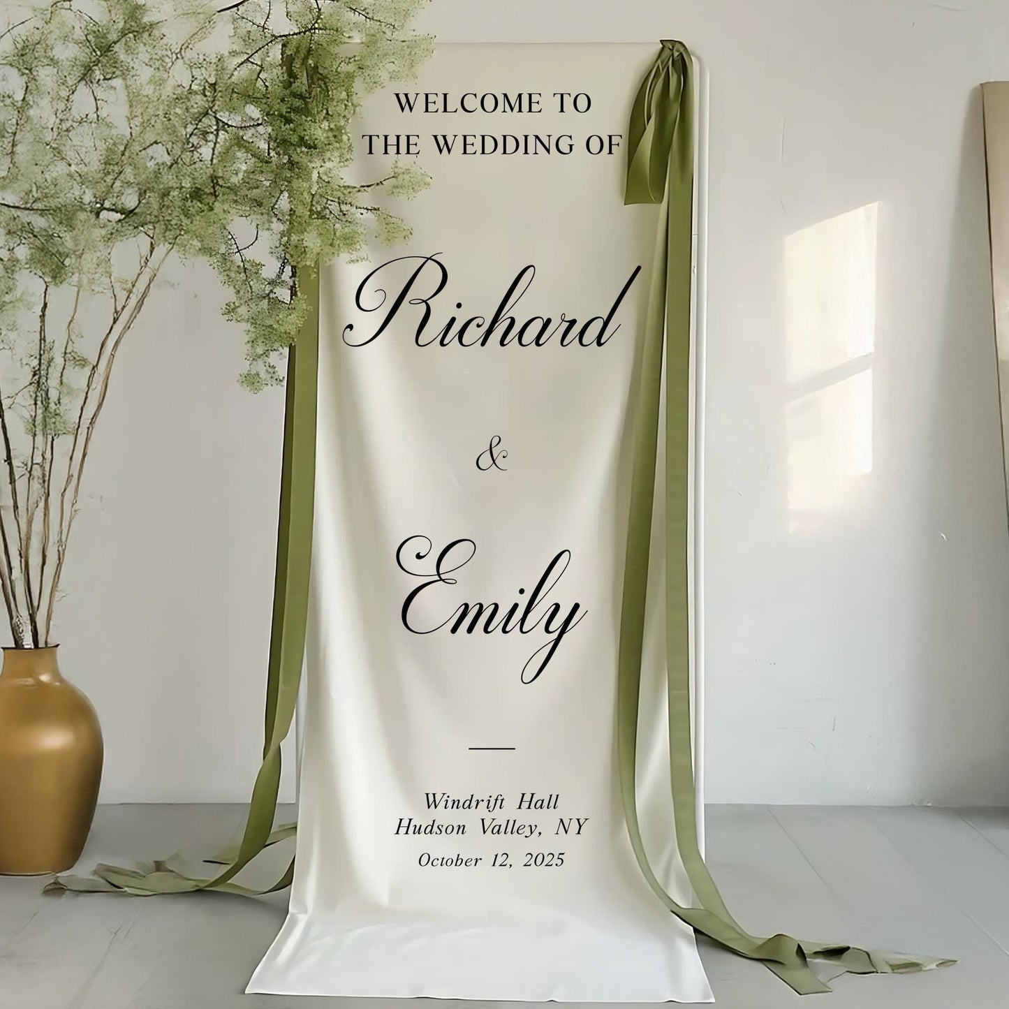 Custom Fabric Wedding Welcome Sign, Modern Wedding Sign, Wedding Banner, Personalised Wedding Decor, Engagement Party Sign, Boho Wedding