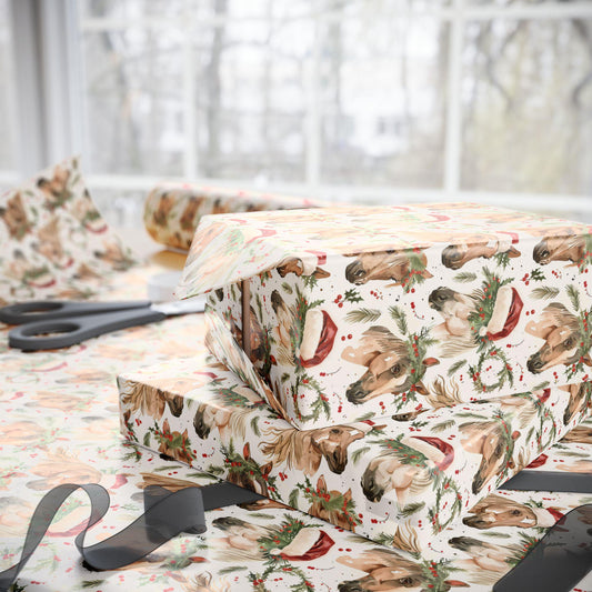 Horse Christmas Wrapping Paper, Equestrian Holiday Gift Wrap, Festive Horse Lover Present, Winter Riding Paper, Cowgirl Xmas Wrap