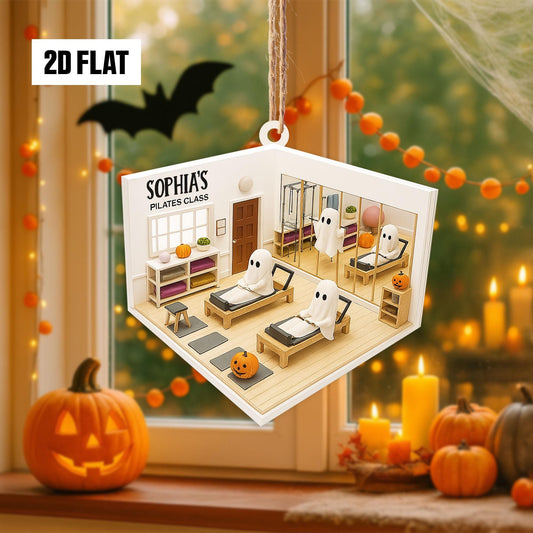 Personalized Pilates Classroom 2D Flat Ornament, Custom Name Ornament, Pilates Teacher Ornament, Halloween Window Hangings, Pilates Lover