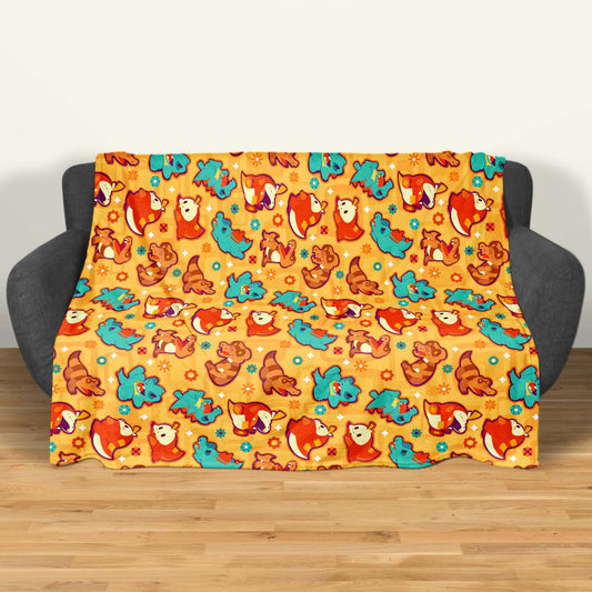 Totodile Fuecoco Fleece Blanket, Topical Throw Blanket, Cotton Baby Blanket, Home Decor Cozy Blanket, Totodile Blanket Gifts