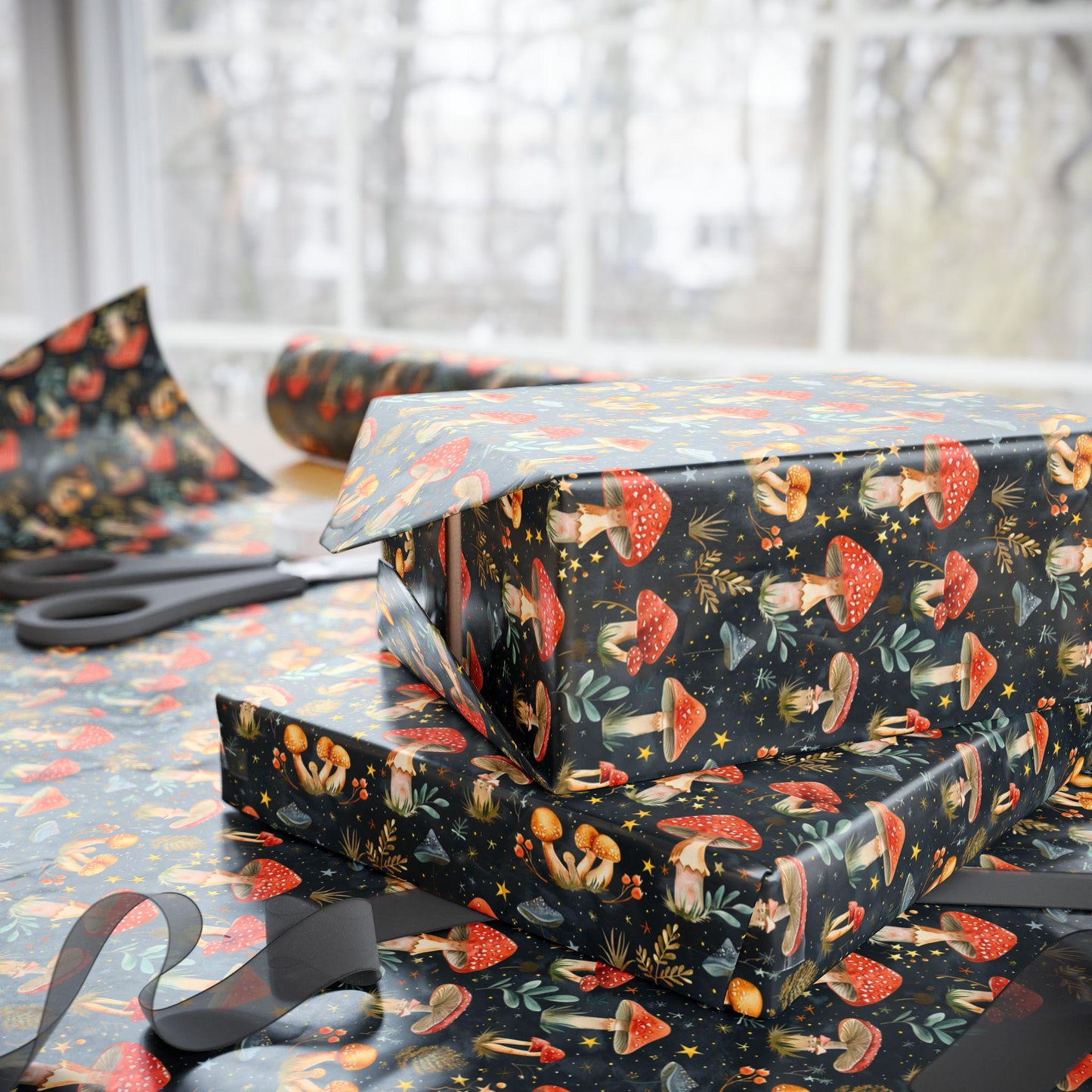 Forest Mushroom Gift Wrapping Paper | Nature Inspired Toadstool Wrap Sheets | Cute Botanical Birthday Packaging for All Occasions