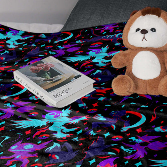 Absol Sableye Fleece Blanket, Dark Fantasy Fleece Throw, Soft Cozy Cotton Blanket, Home Decor Blanket, Absol Blanket Gifts