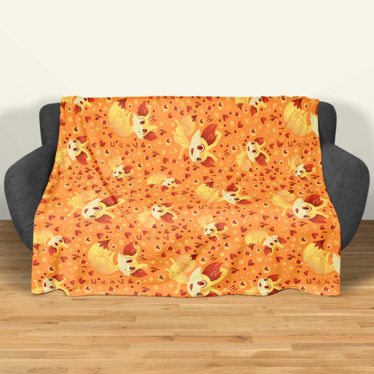 Fennekin Fleece Blanket, Cute Fire Fox Throw, Cozy Cotton Blanket, Baby Shower Gift, Kawaii Home Decor, Fennekin Blanket Gift